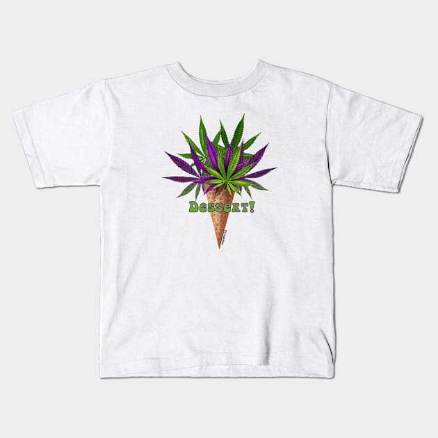 Weed Dessert weed leaf cone Kids T-Shirt by Hashguild